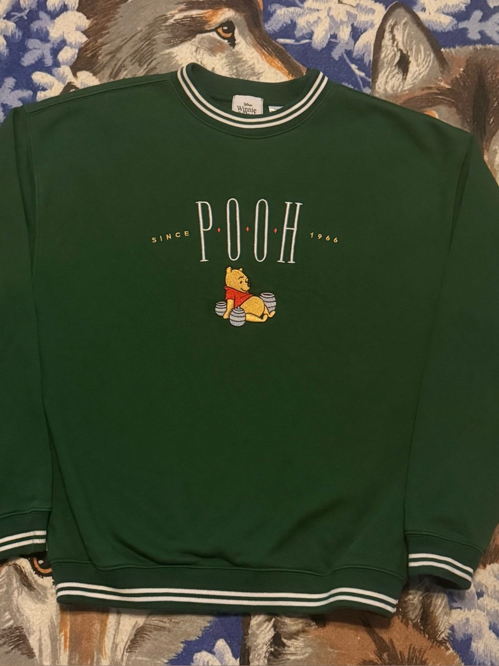 Disney Dark Green Winnie the Pooh Embroidered Sweatshirt